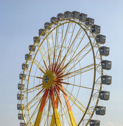 Ferris wheel depicting bank borrowers taken for a ride